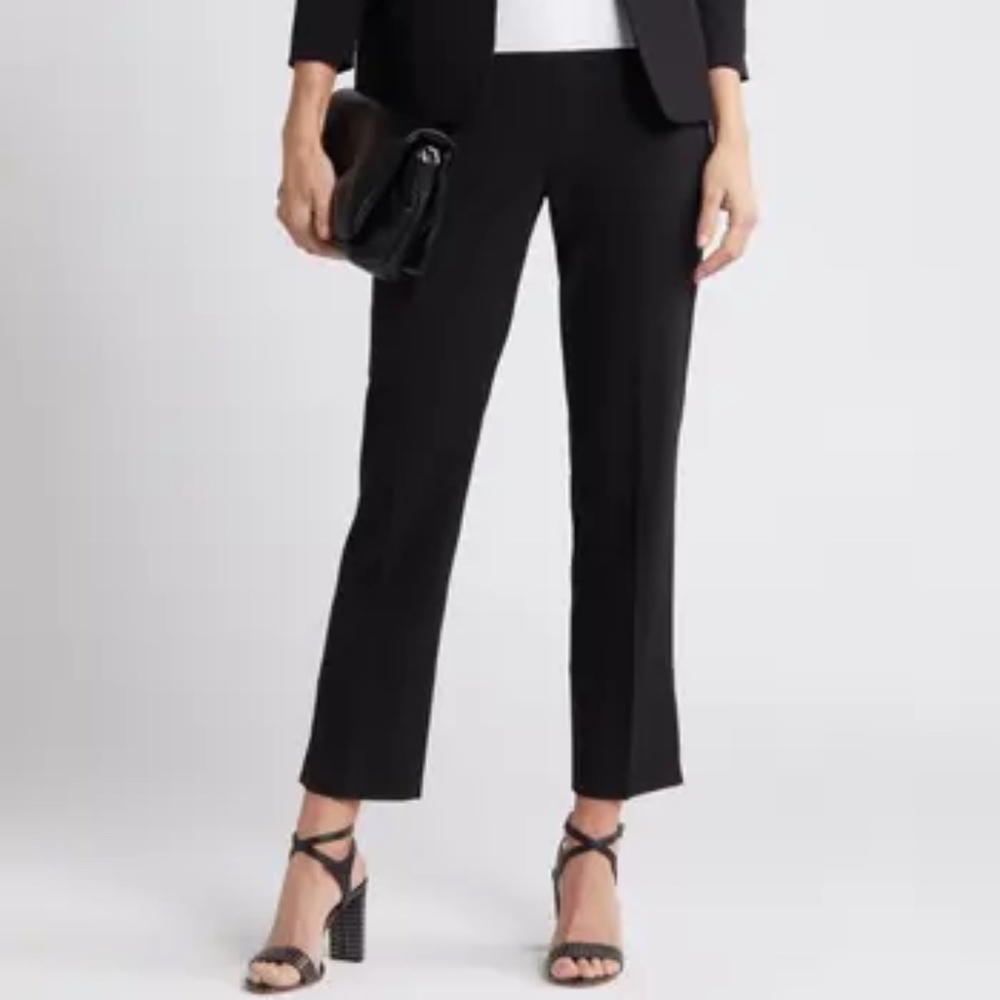 Classic Black Cropped Dress Pants - Women's Tailored Straight Leg